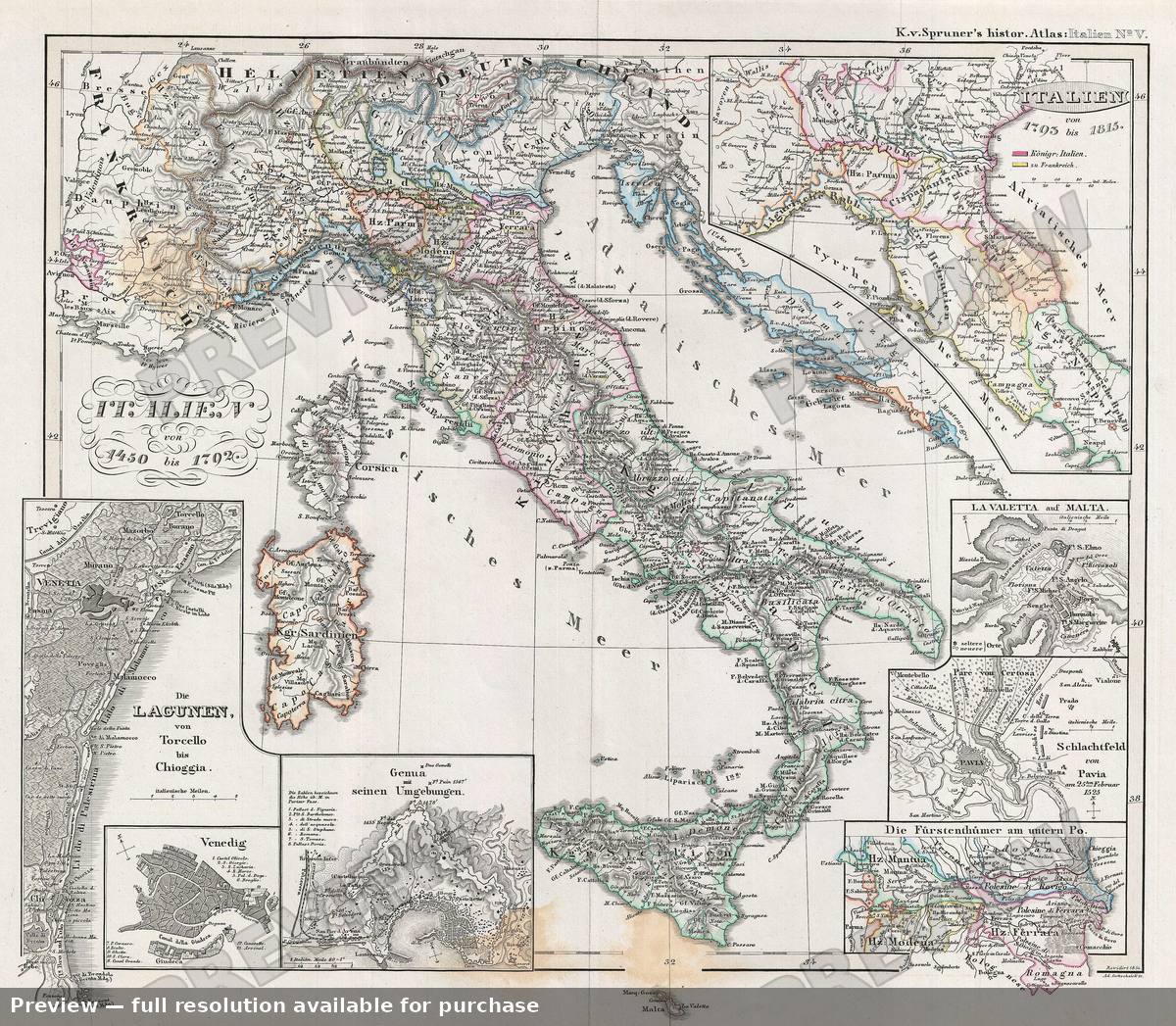 Antique map: Italy, 1854