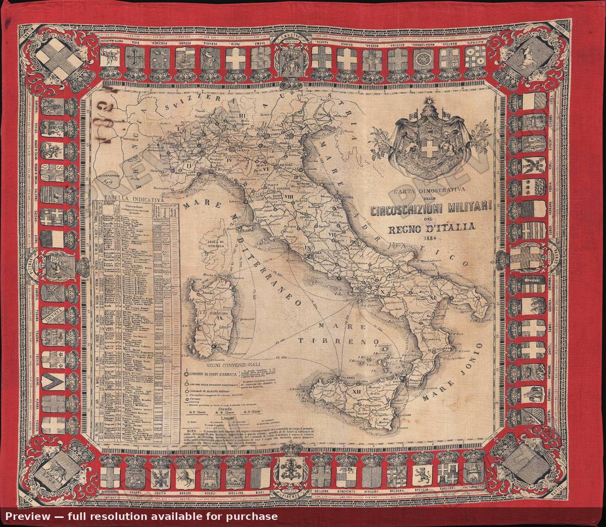 Antique map: Italy, 1884, 1884