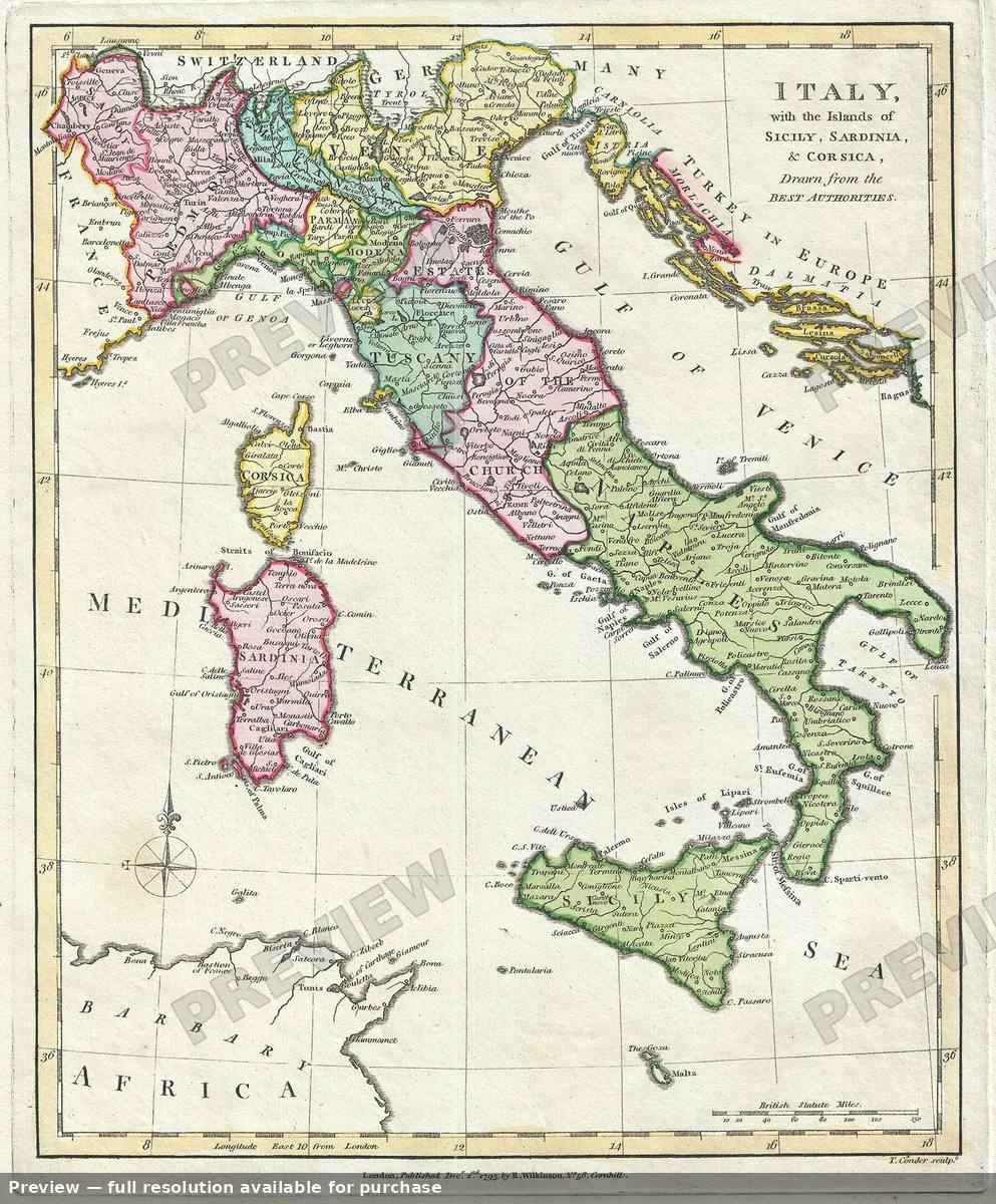Antique map: Italy, 1792, 1792