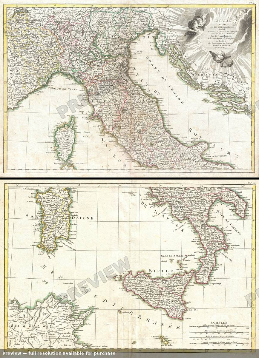 Antique map: Italy, 1770, 1770