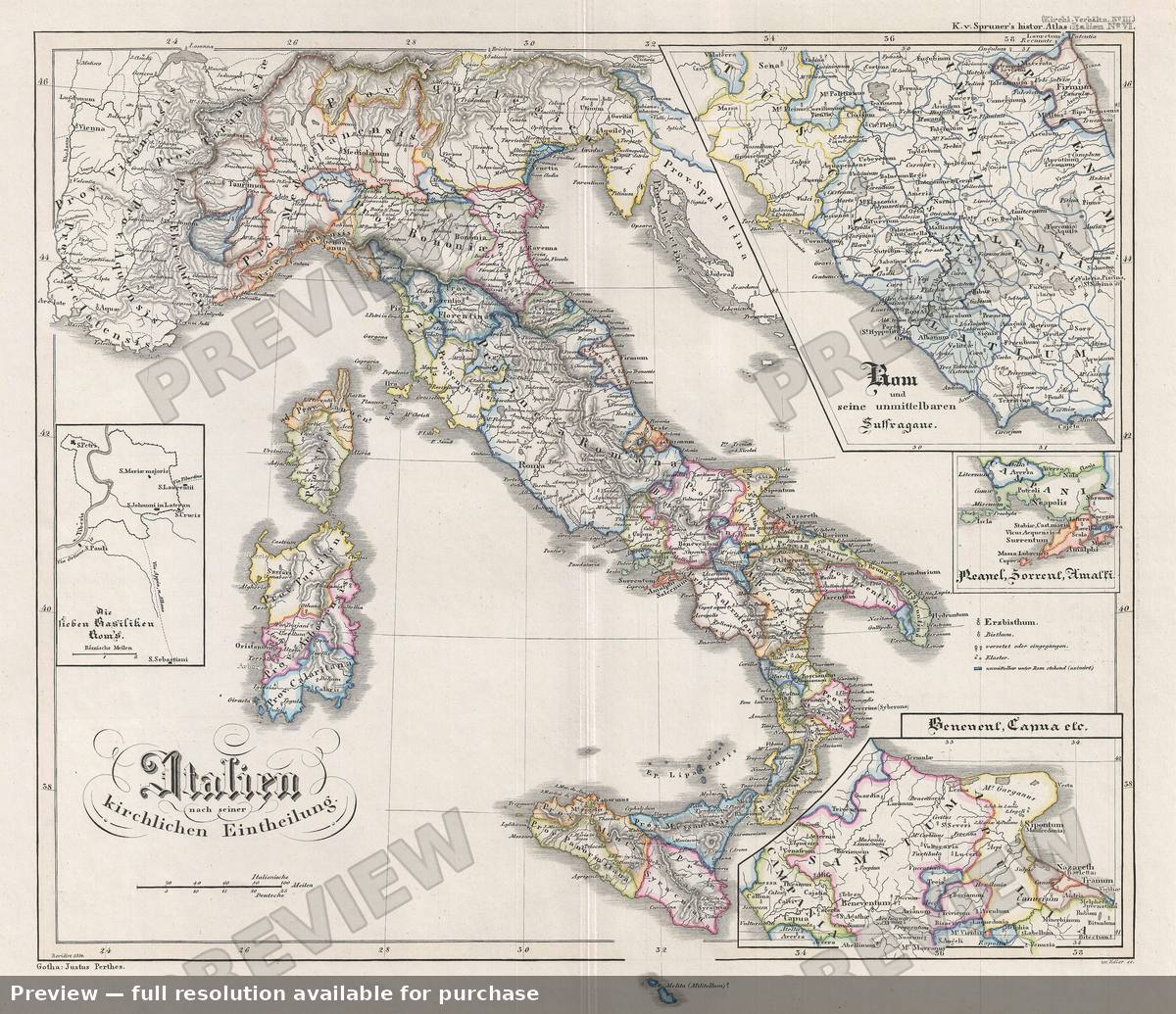 Antique map: Italy Ecclesiastical, 1854