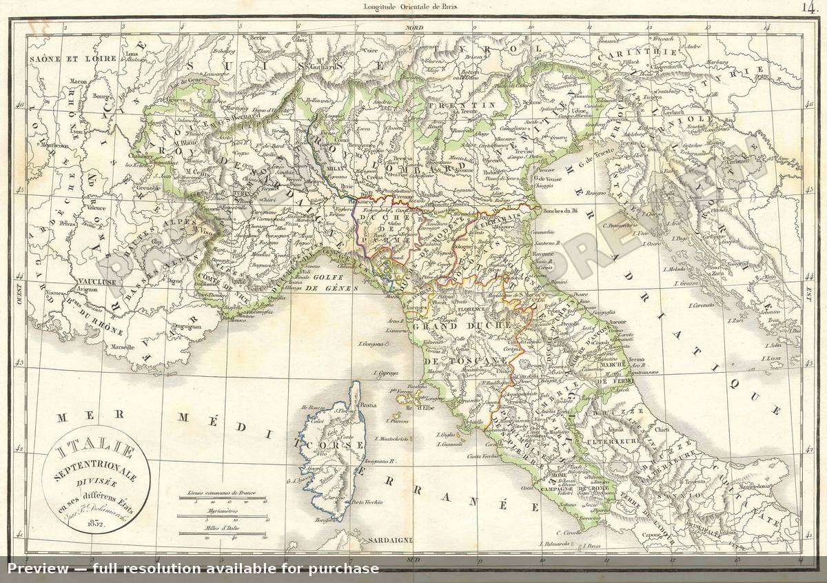 Antique map: Italy N, 1832, 1832
