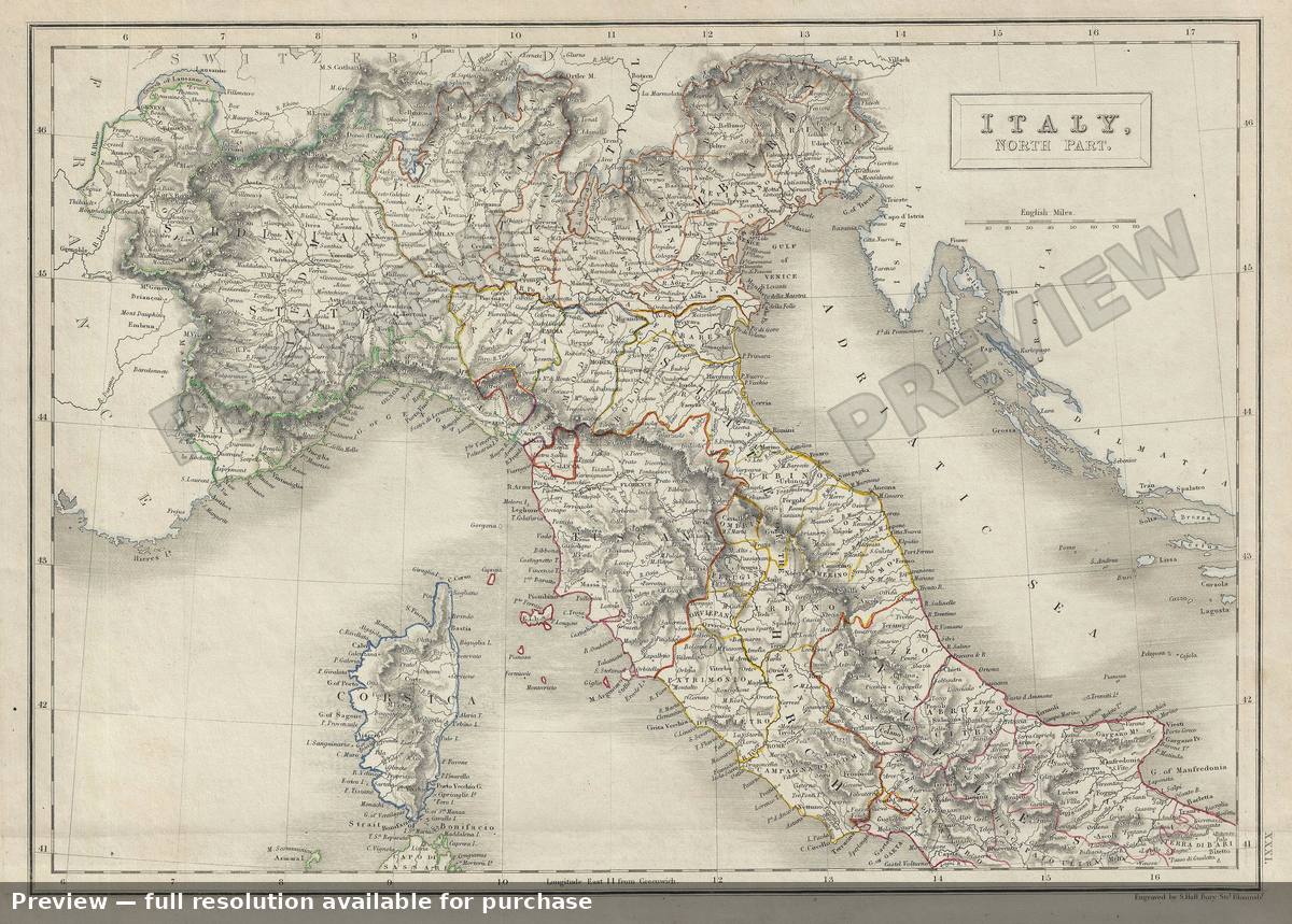 Antique map: Italy North, 1840