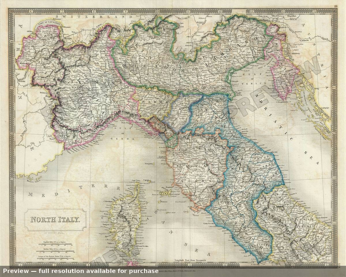 Antique map: Italy North, 1835