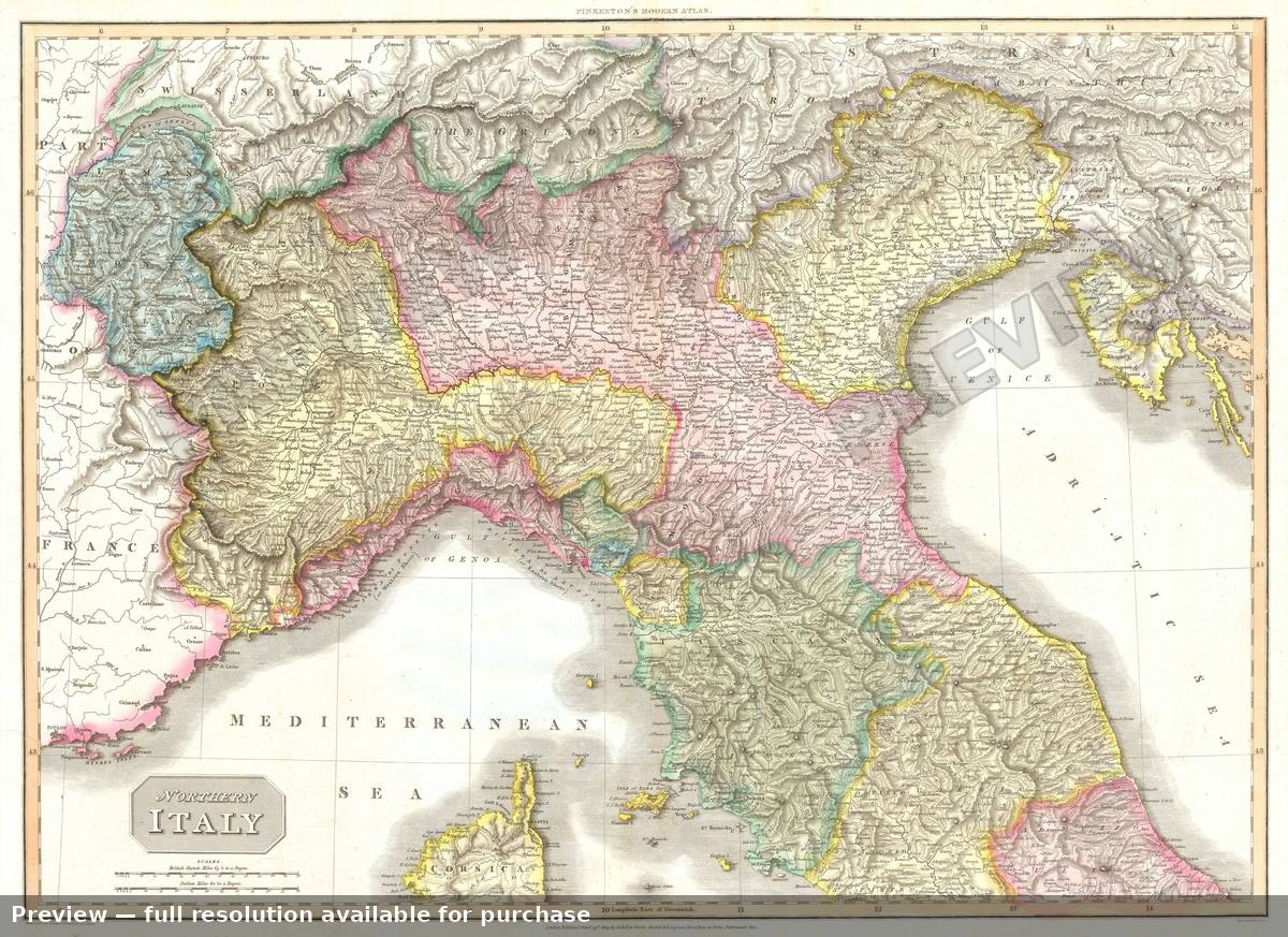 Antique map: Italy North, 1809, 1809