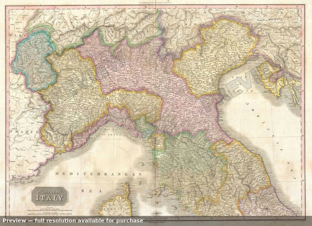 Antique map: Italy North, 1818, 1818