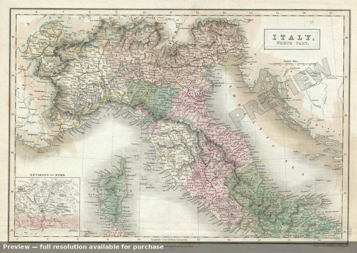 Antique map: Italy North 2, 1851