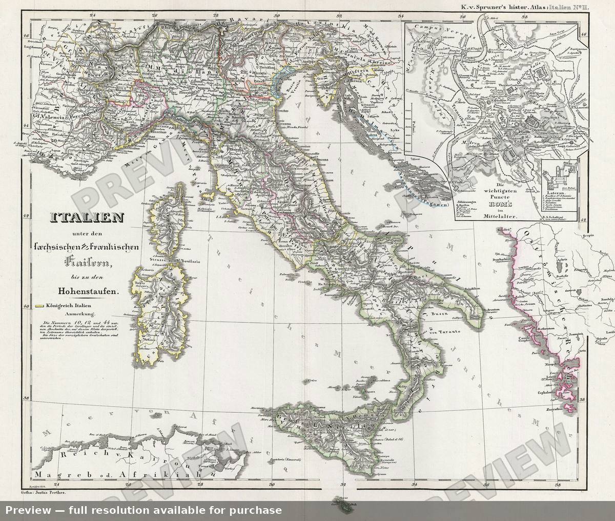 Antique map: Italy Saxons Franks, 1854, 1854