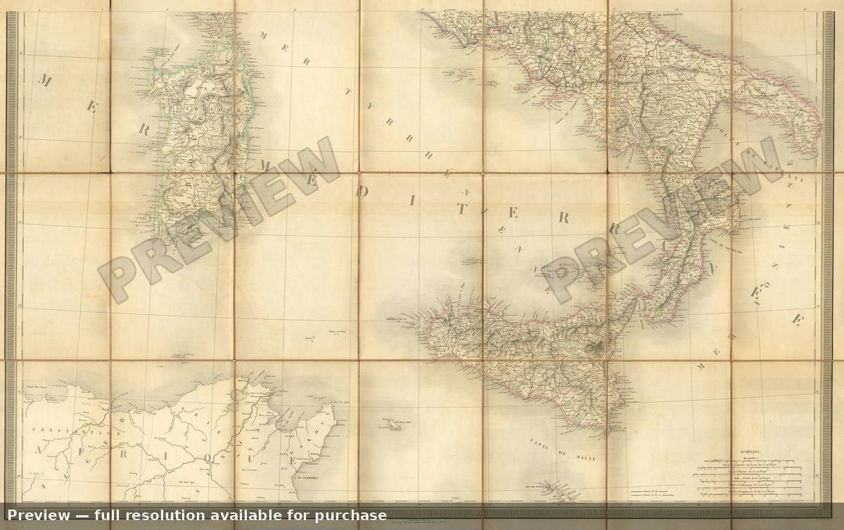 Antique map: Italy South, 1867