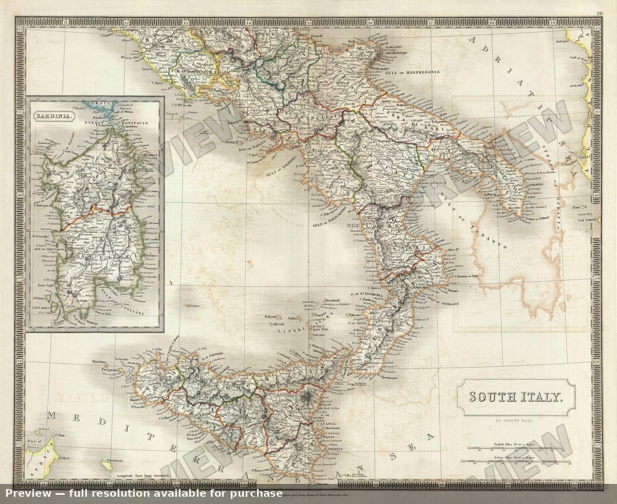 Antique map: Italy South, 1835