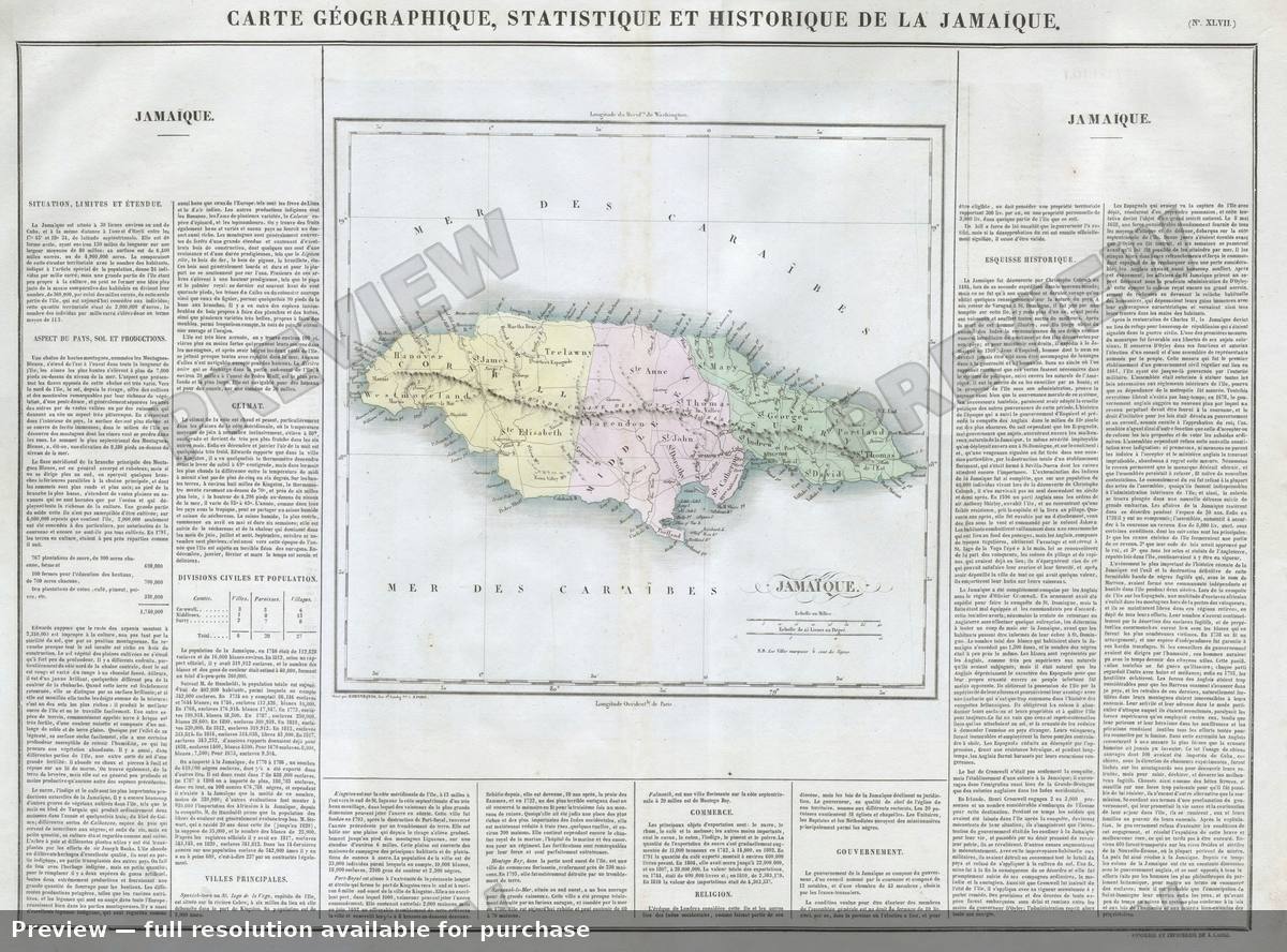 Antique map: Jamaica, 1825