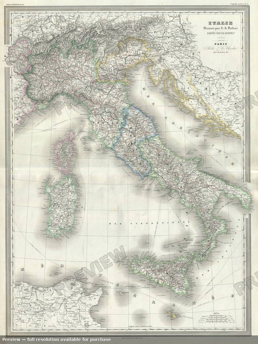 Antique map: italie, 1860