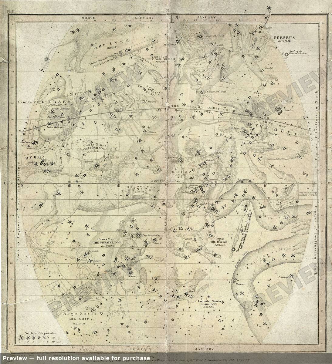 Antique map: Jan Feb Mar, 1835