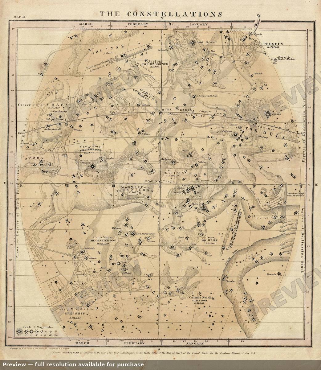 Antique map: Jan Feb Mar, 1856, 1856