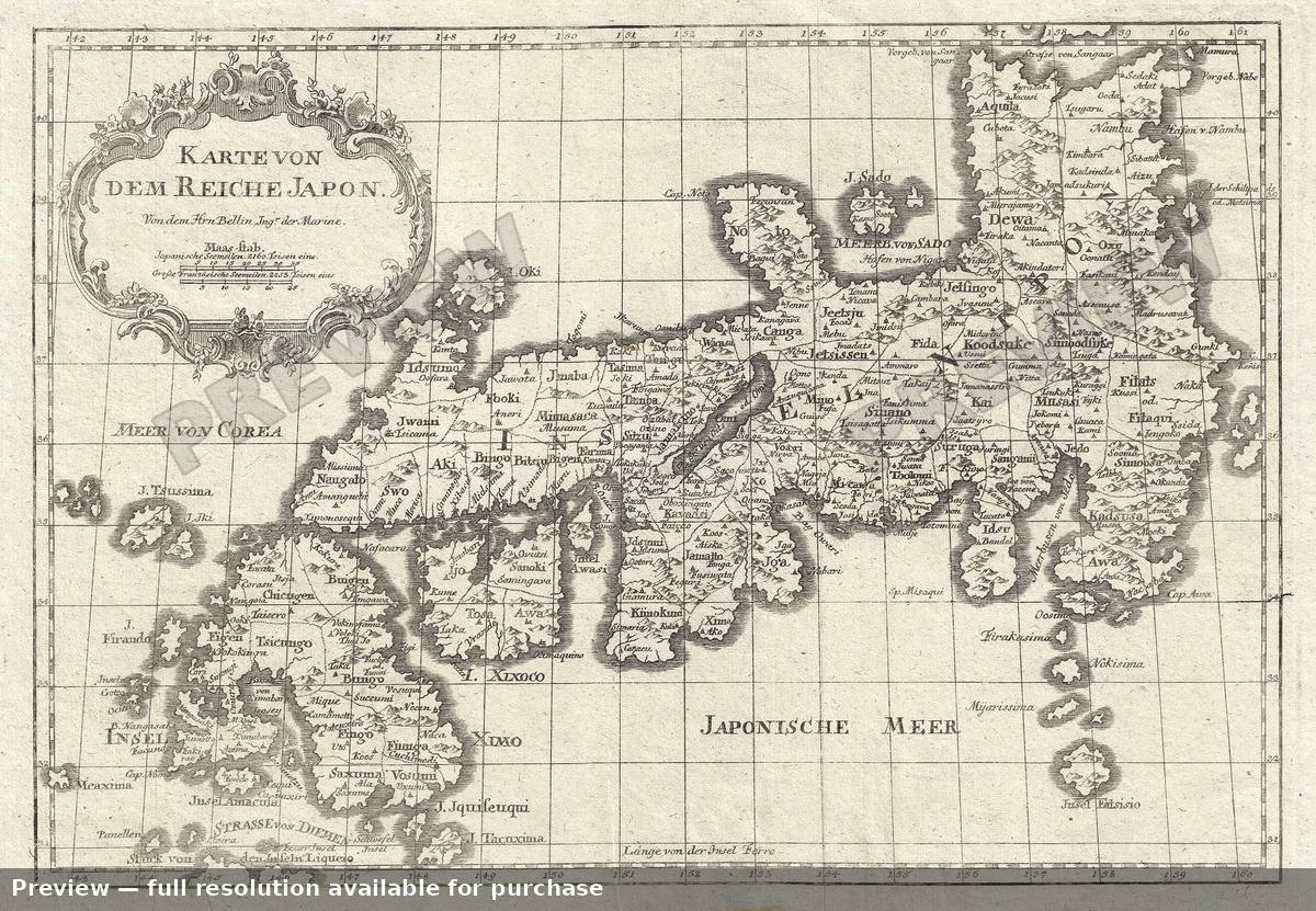 Antique map: Japan, 1752