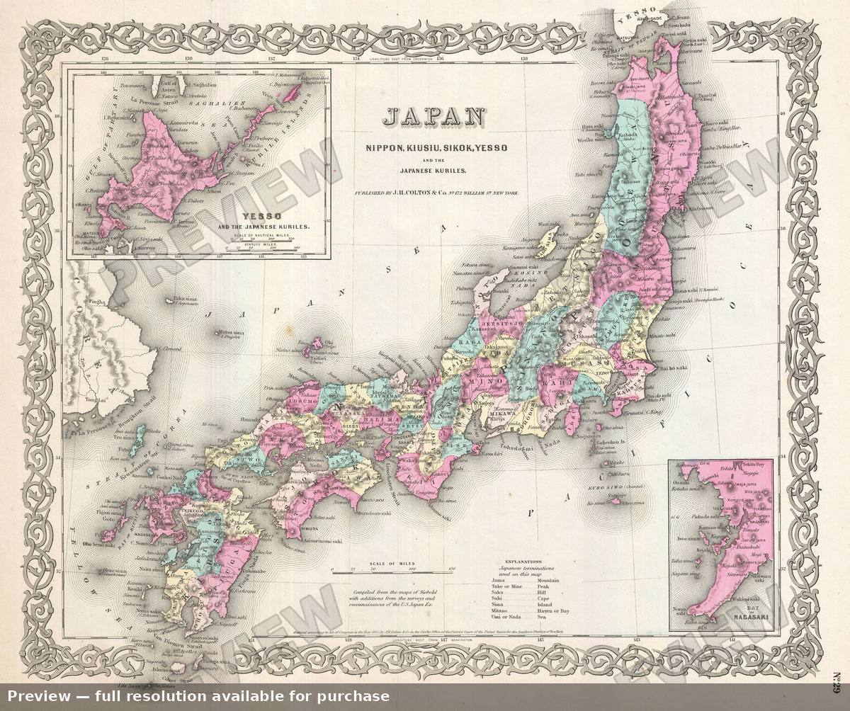 Antique map: Japan, 1855