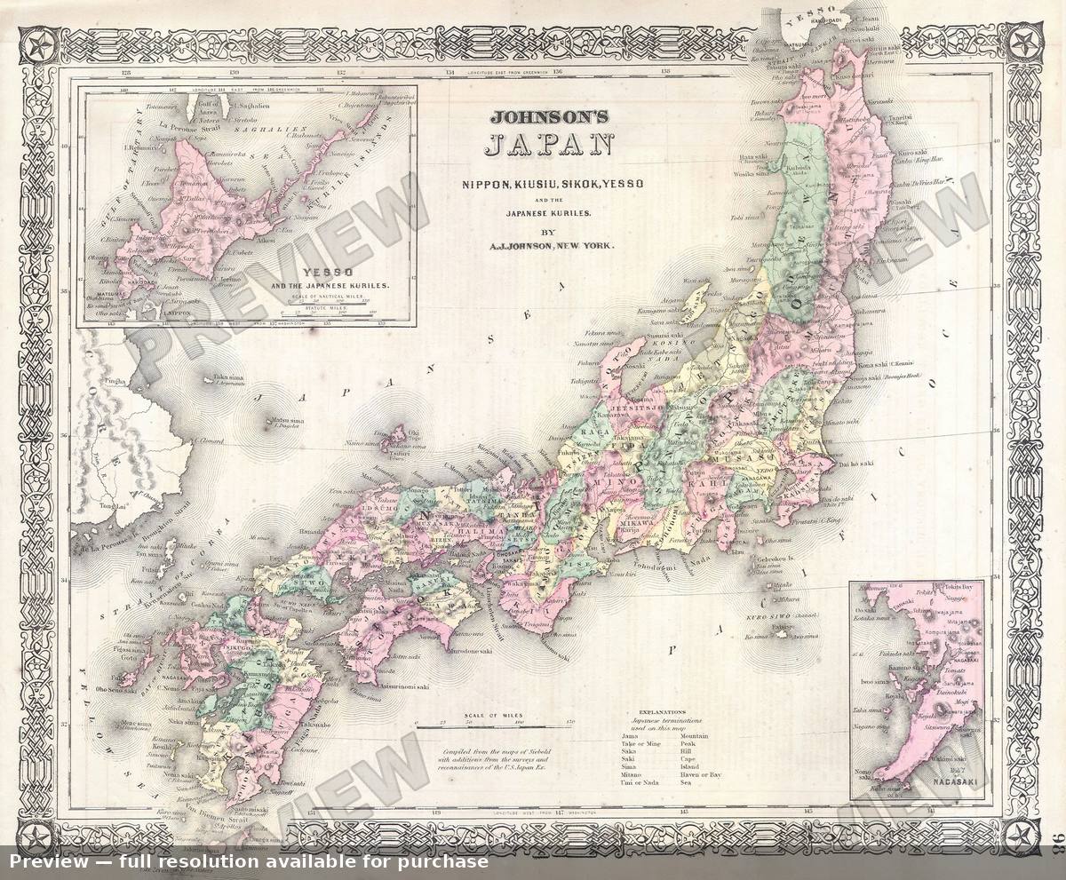 Antique map: Japan, 1864
