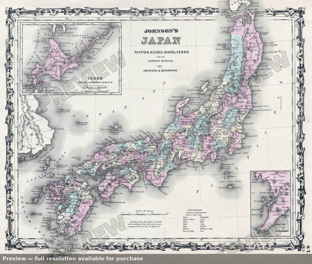 Antique map: Japan, 1861, 1861