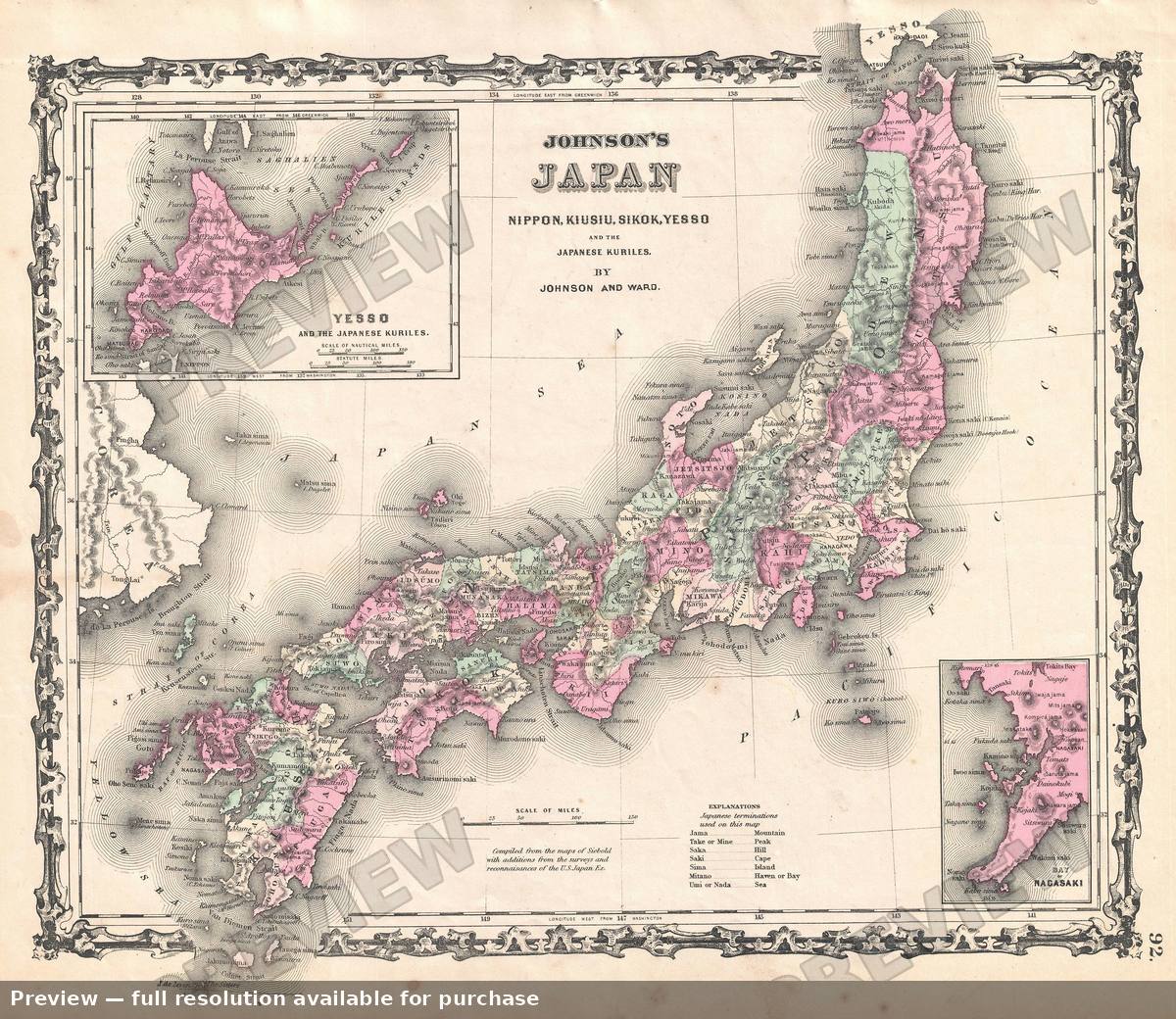 Antique map: Japan, 1862, 1862