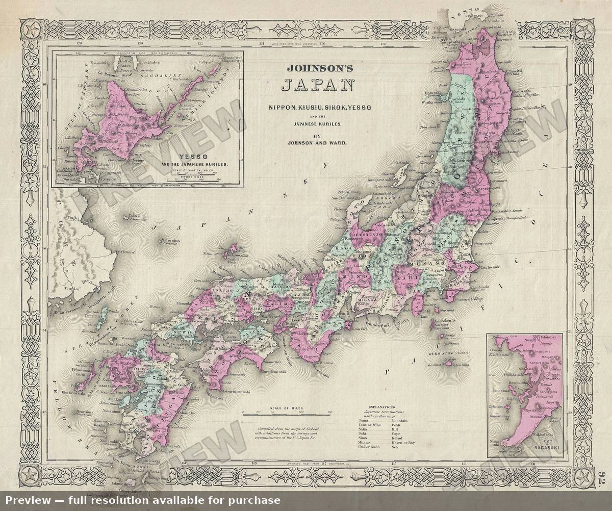 Antique map: Japan, 1863, 1863