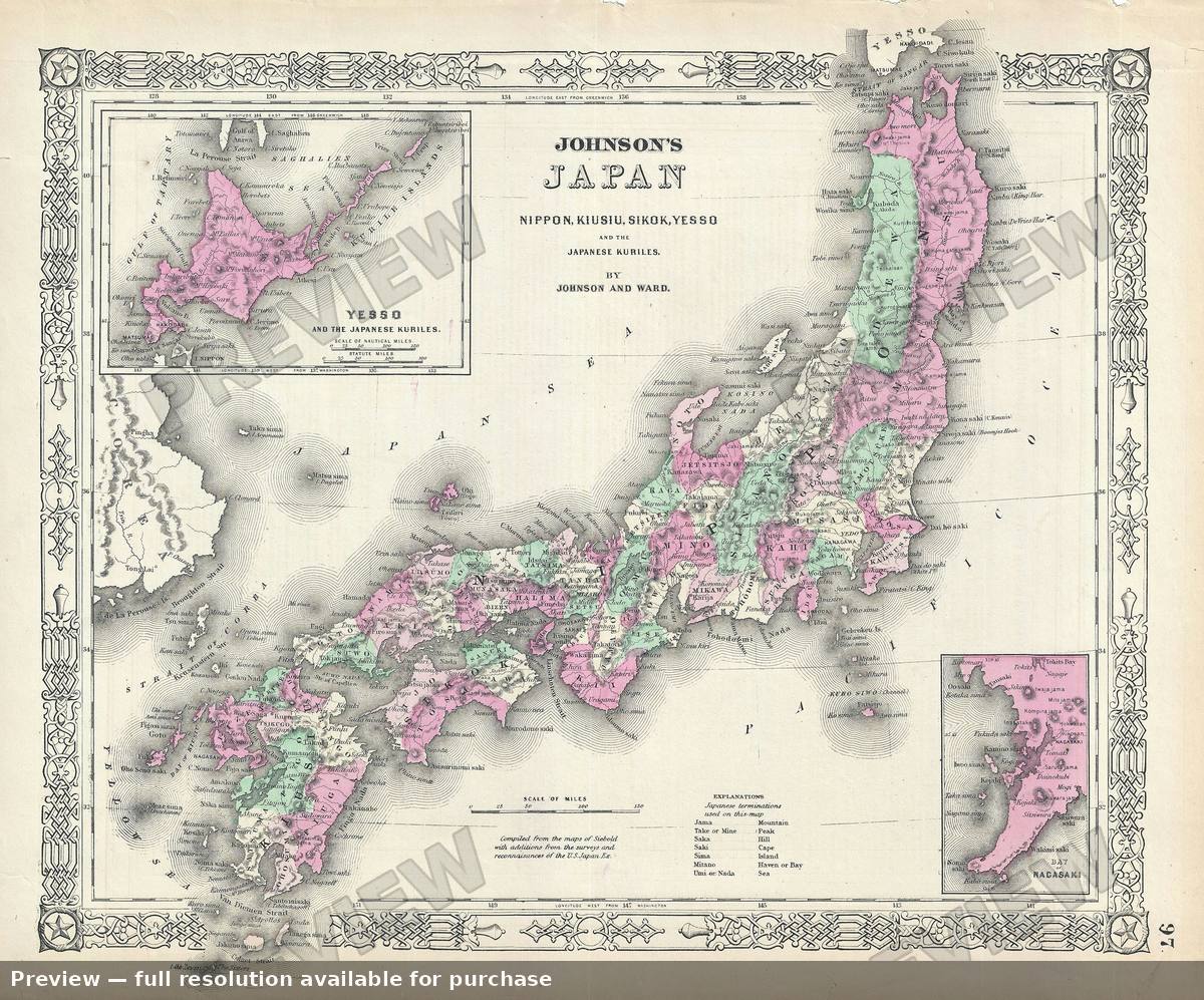 Antique map: Japan, 1864, 1864