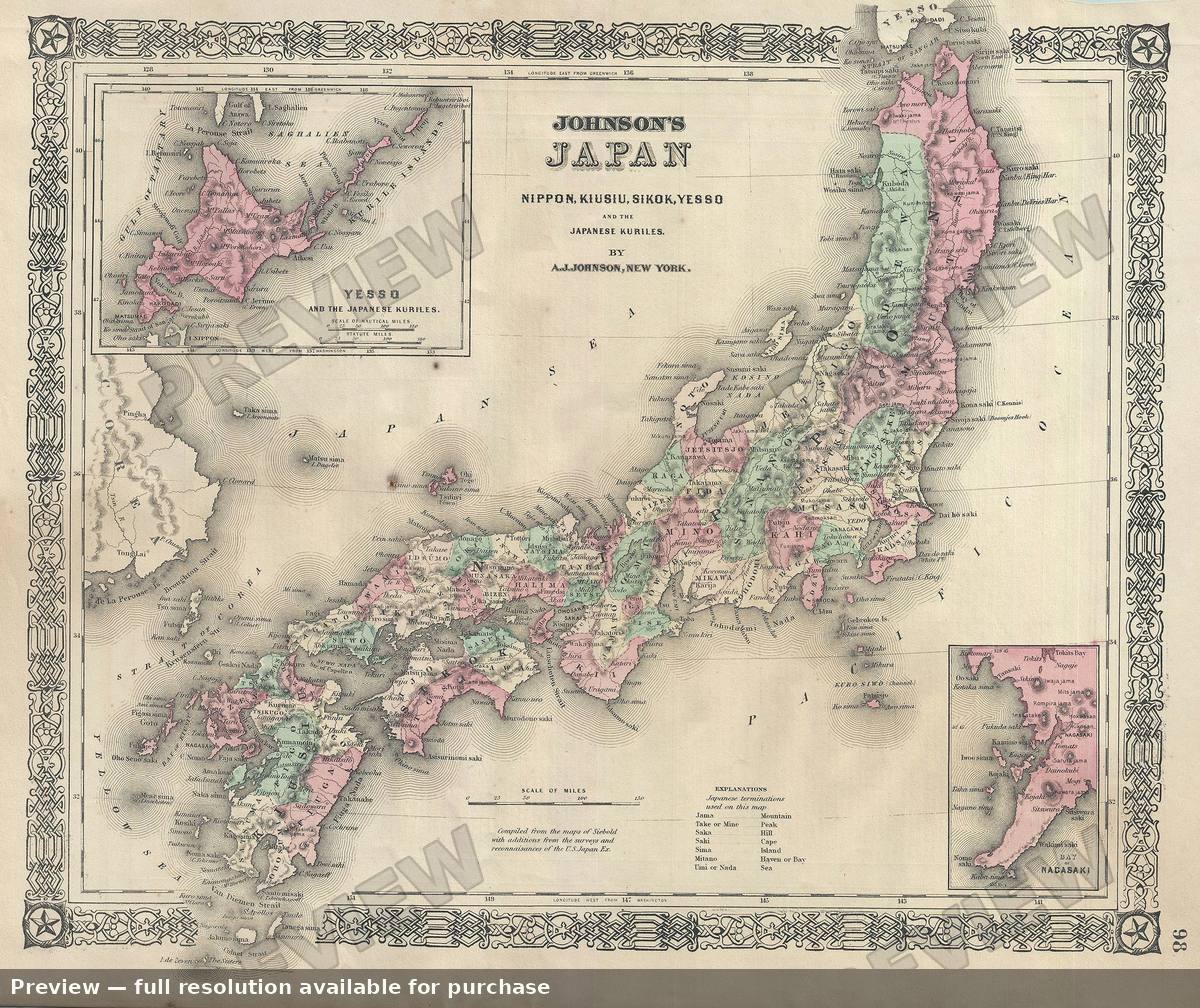 Antique map: Japan, 1866, 1866