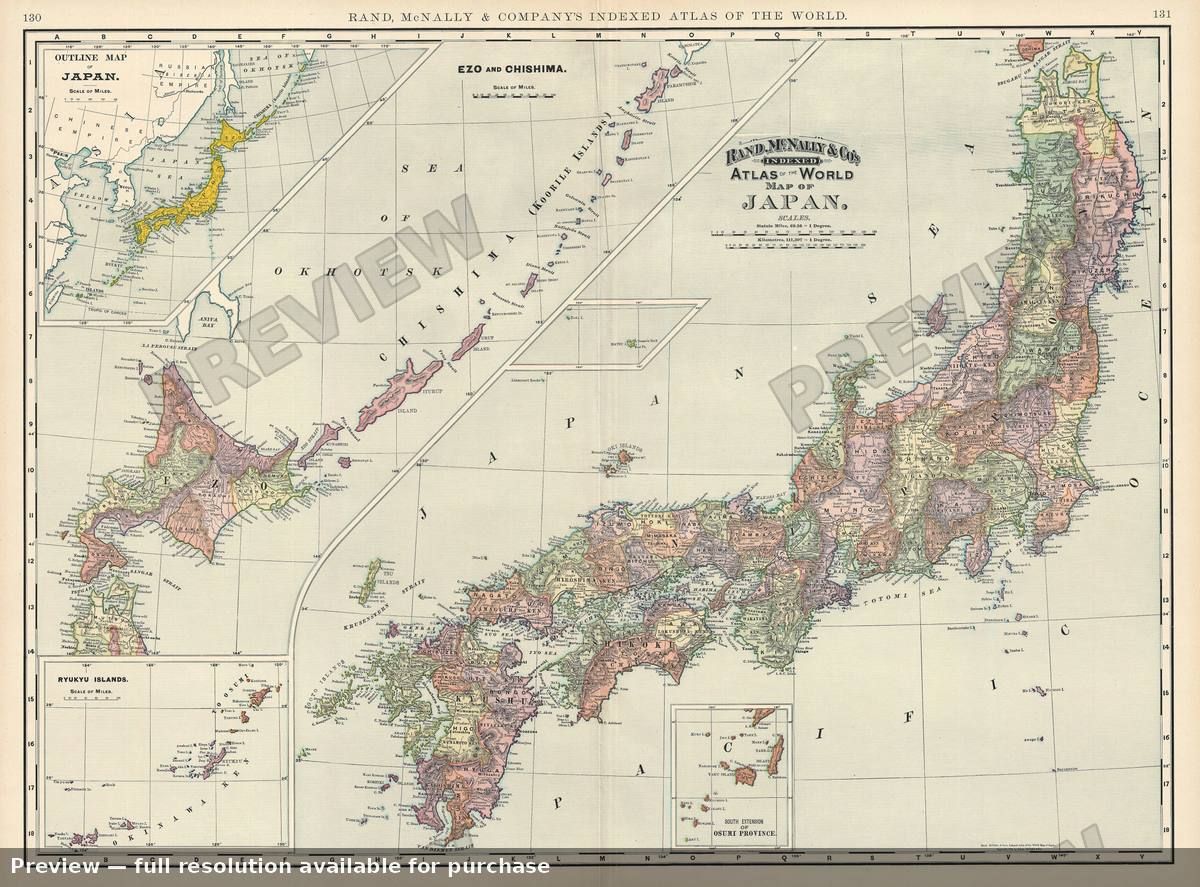 Antique map: Japan, 1895, 1895