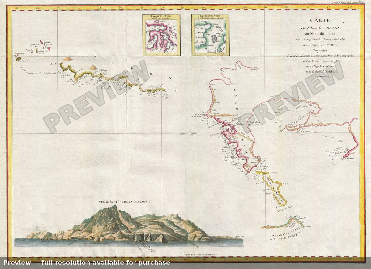 Antique map: Japan Hokkaido Compagnie, 1787