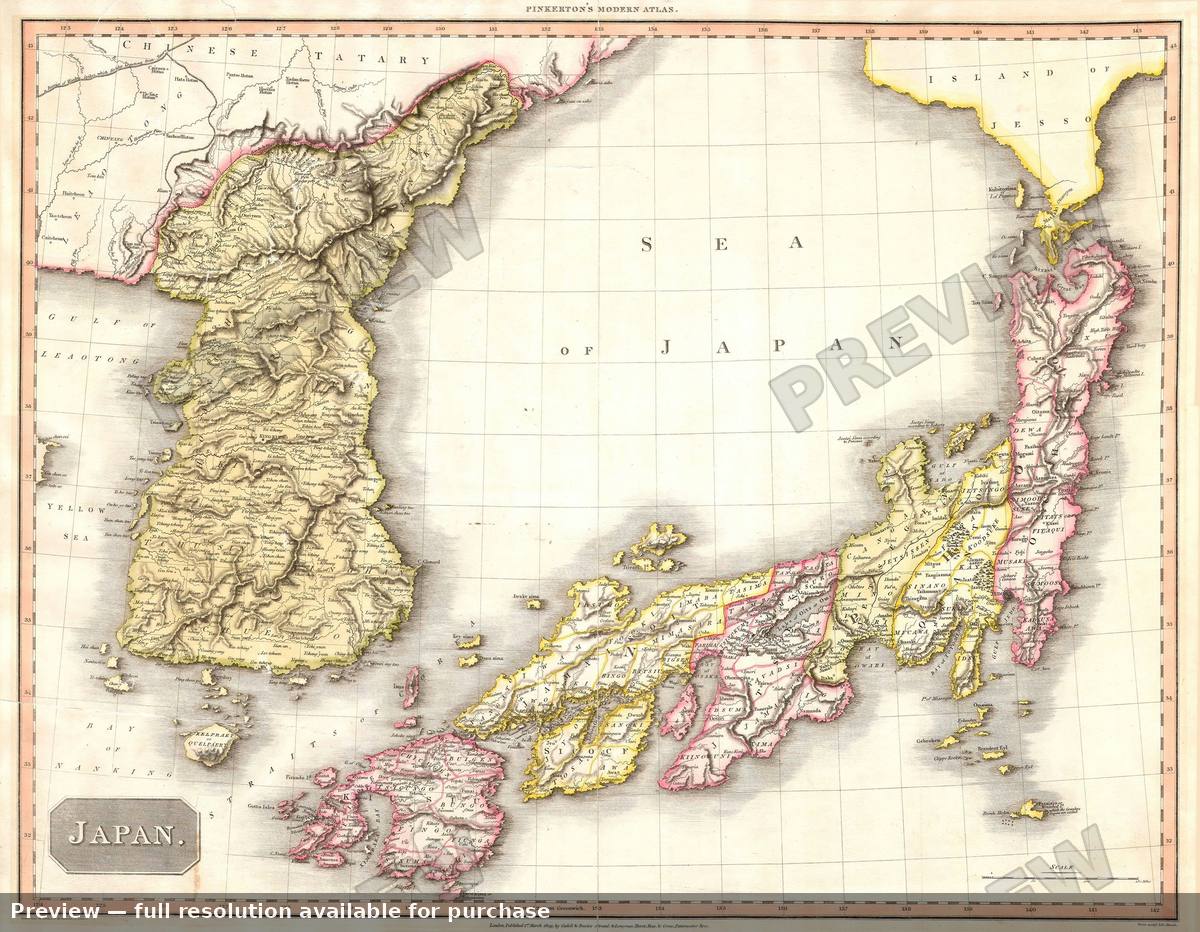 Antique map: Japan Korea, 1809