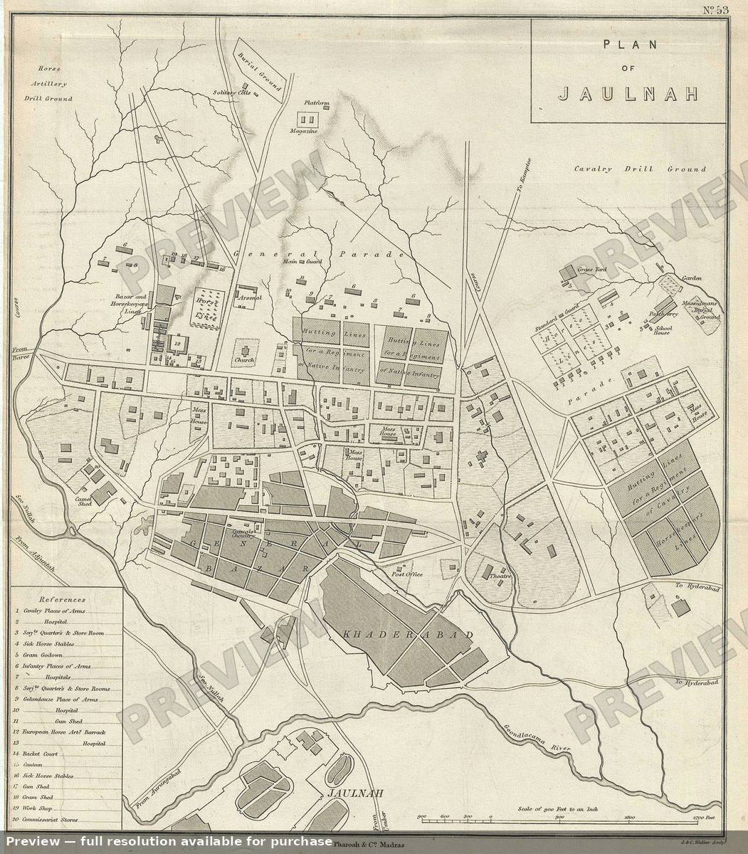 Antique map: Jaulnah, 1854, 1854