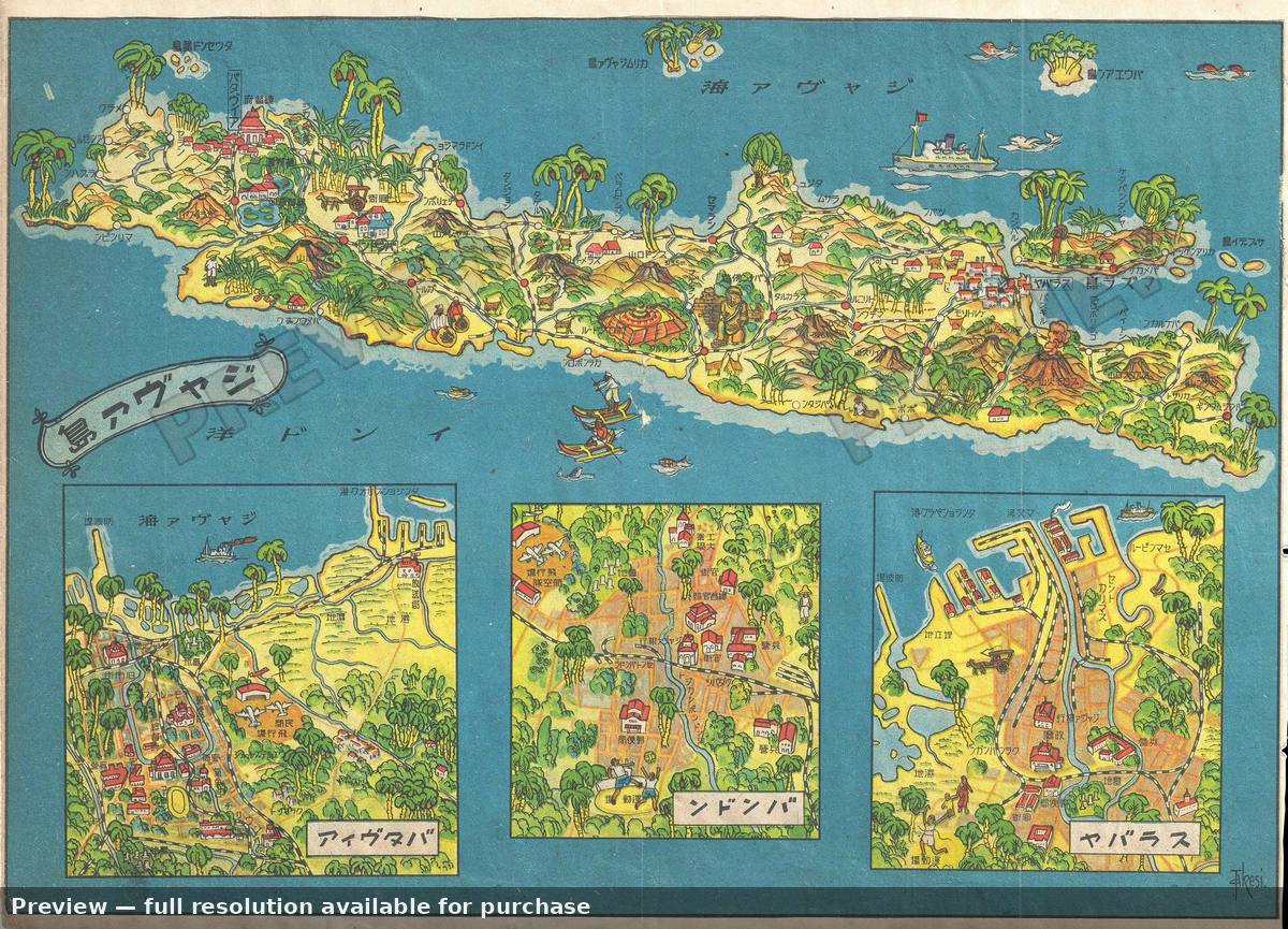 Antique map: Java, 1935, 1935