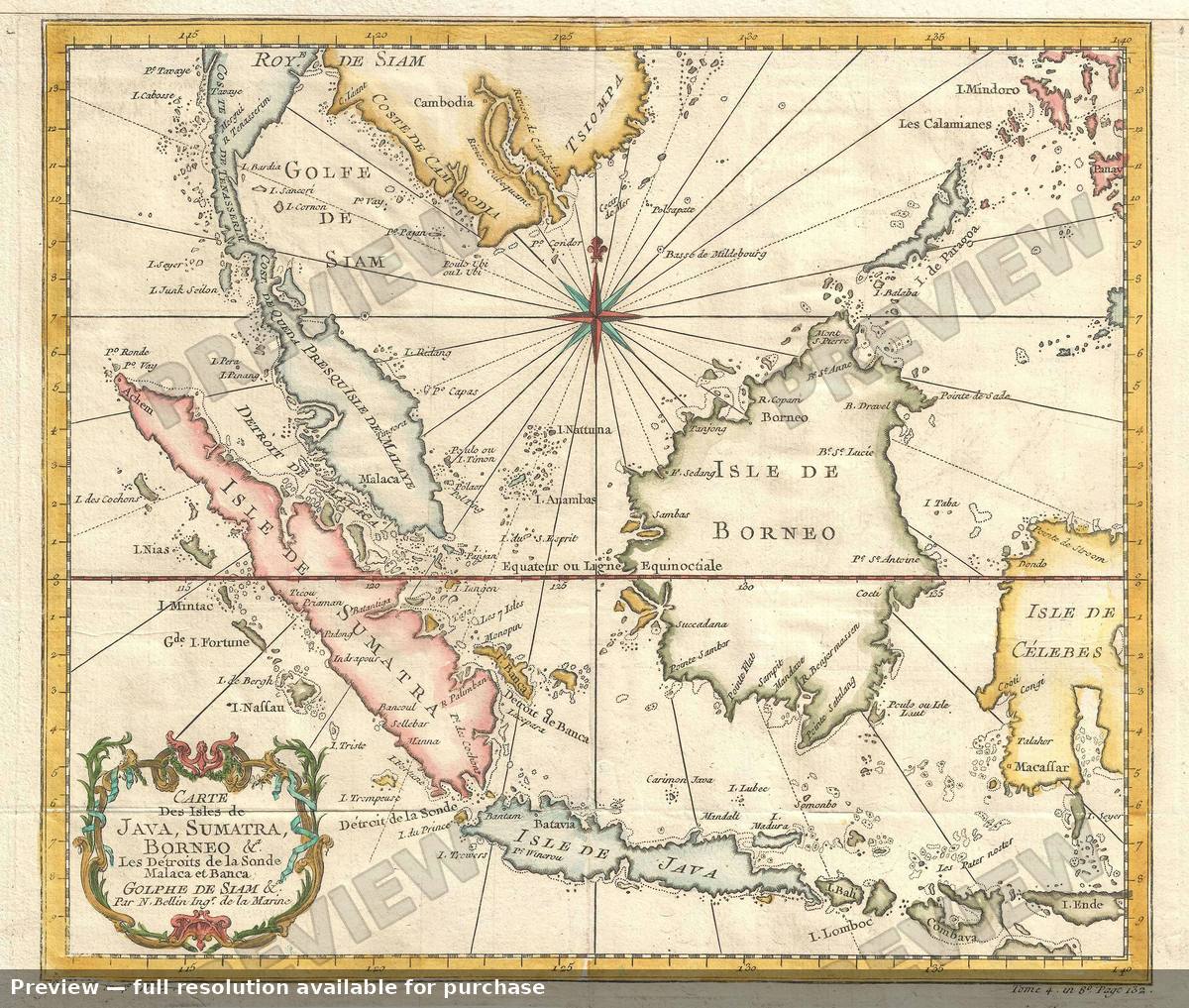 Antique map: Java Sumatra Borneo, 1750, 1750
