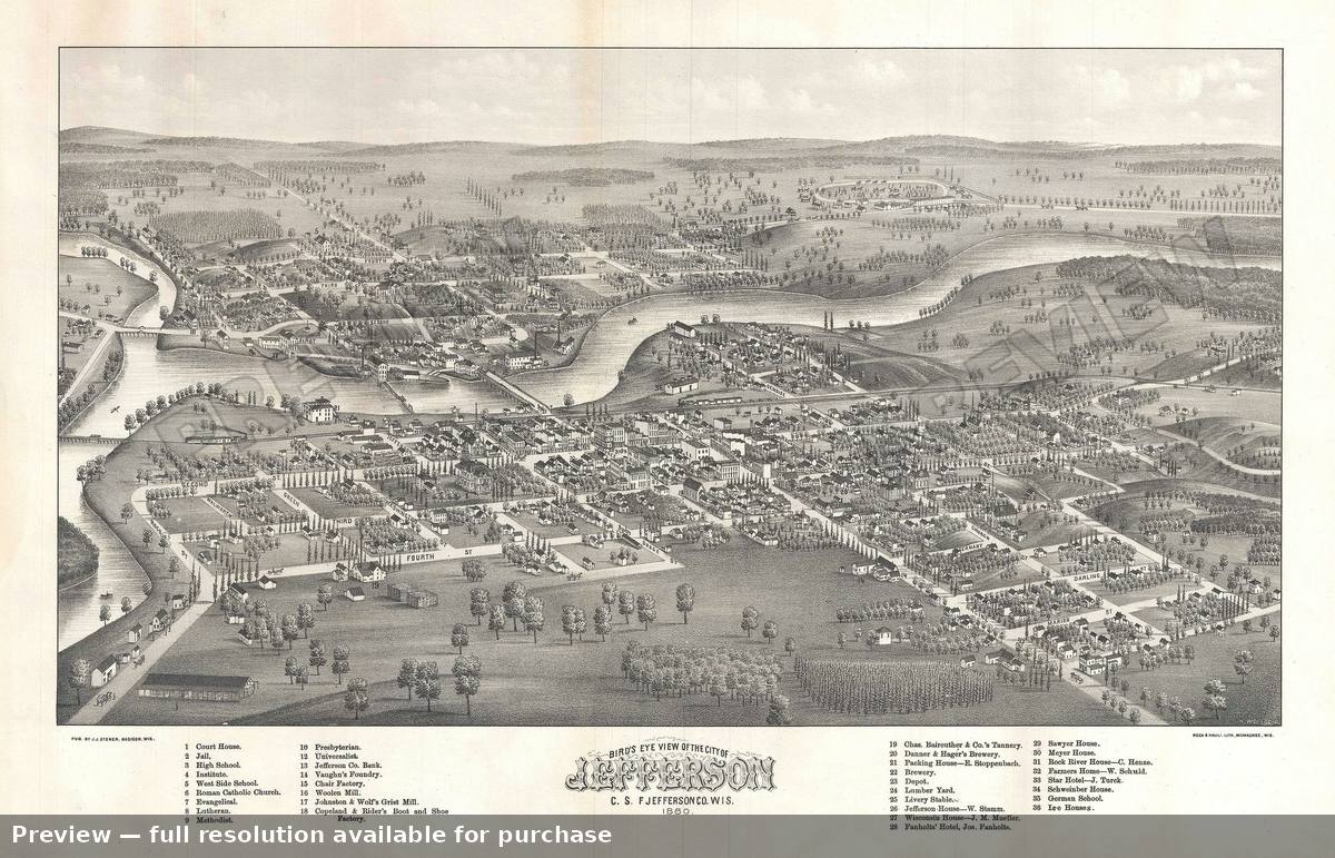 Antique map: Jefferson, 1875, 1875