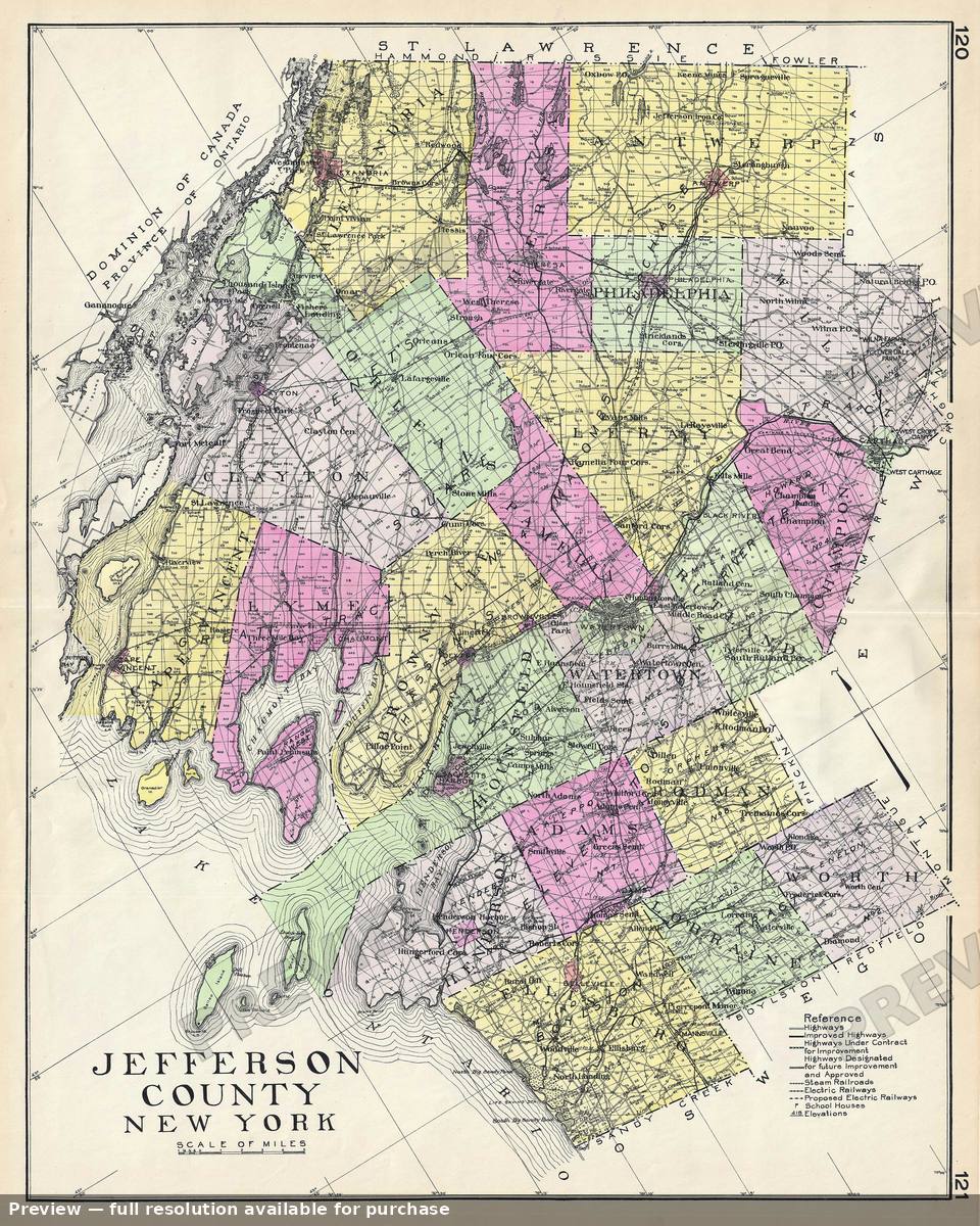 Antique map: Jefferson County NY, 1912, 1912