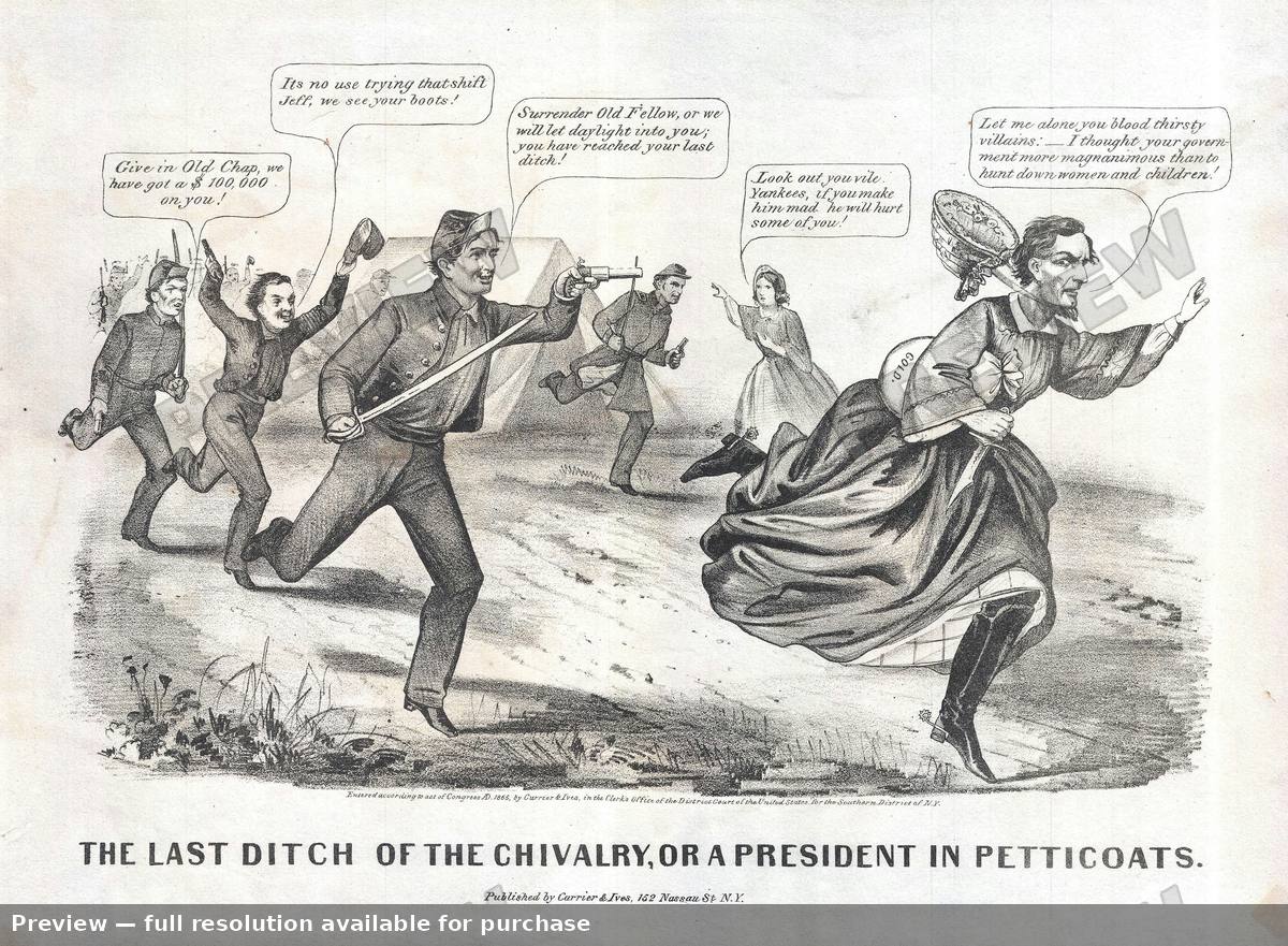 Antique map: Jefferson Davis Petticoats, 1865