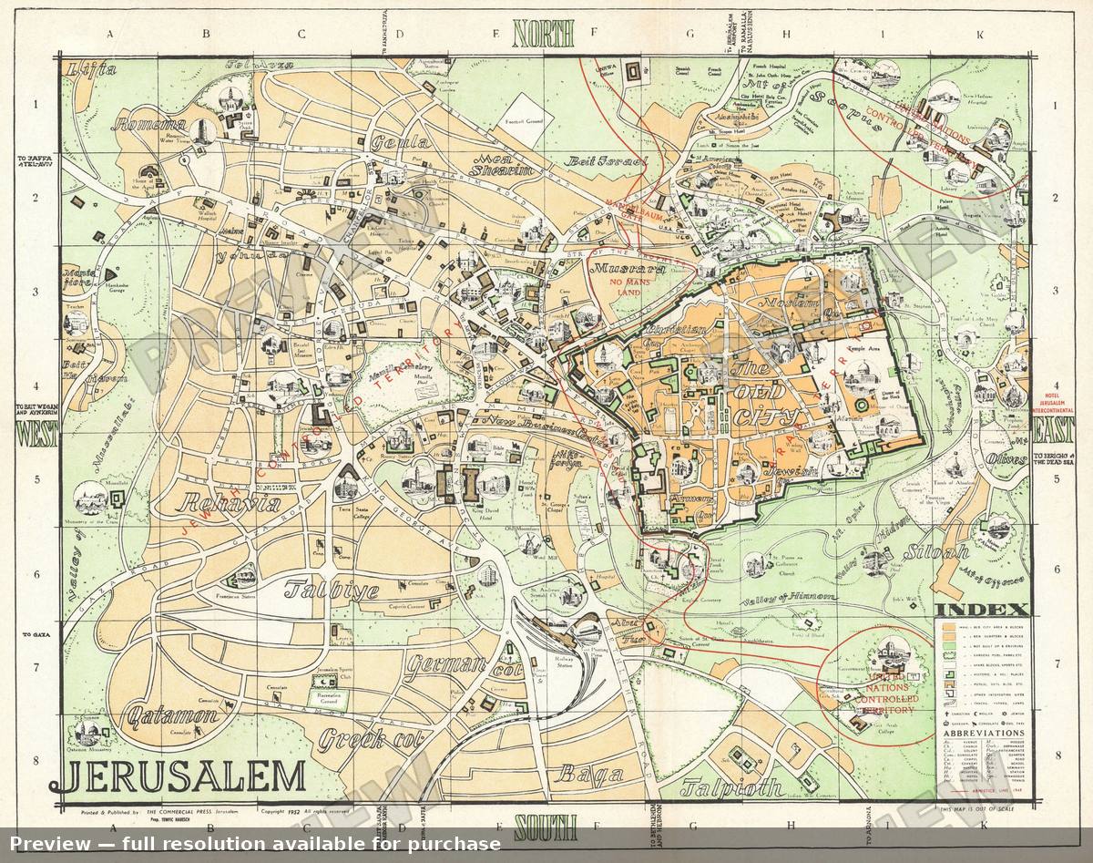 Antique map: Jerusalem, 1964