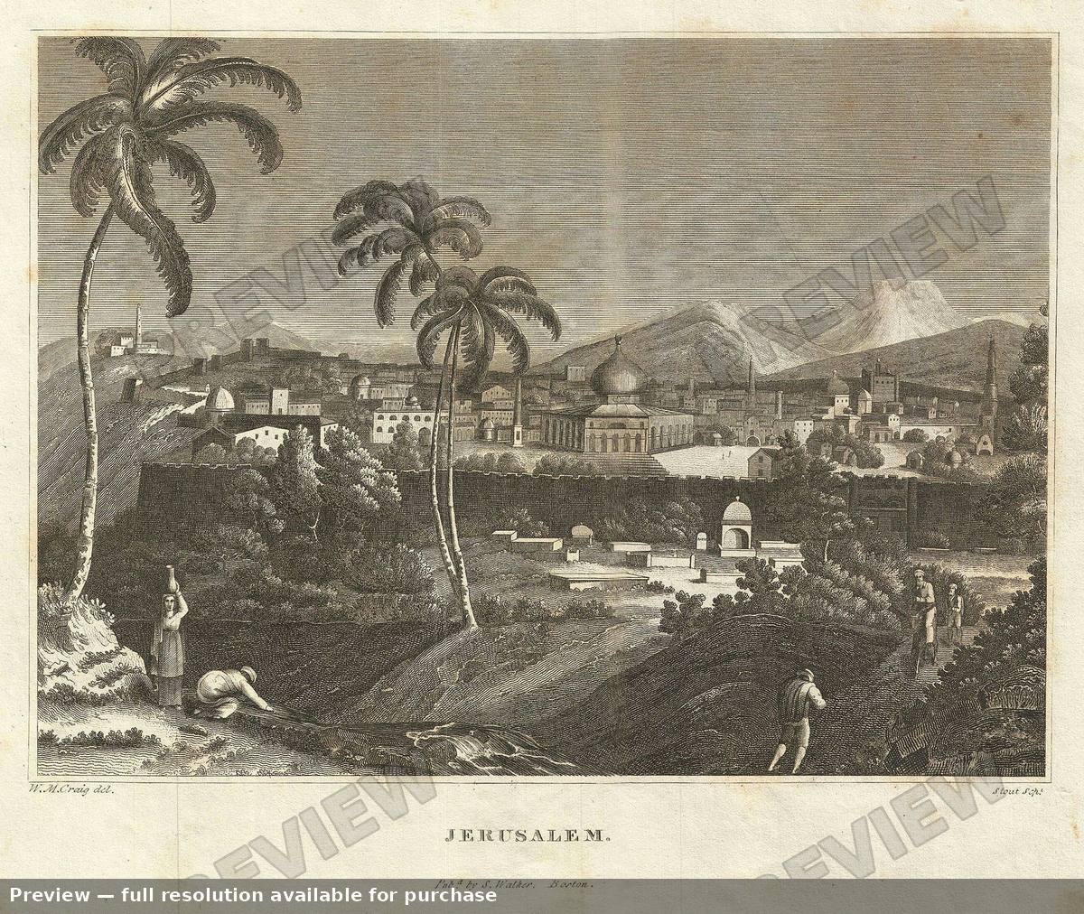 Antique map: Jerusalem, 1828