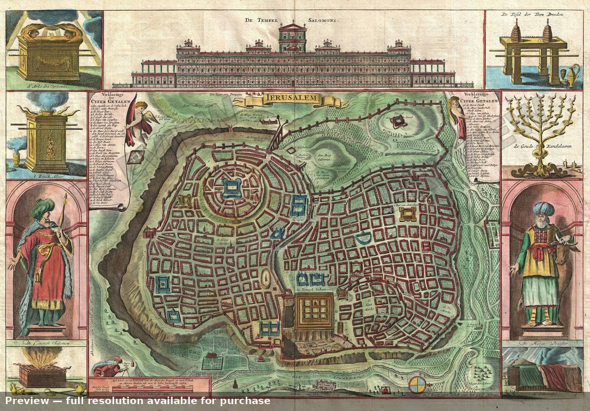 Antique map: Jerusalem, 1730