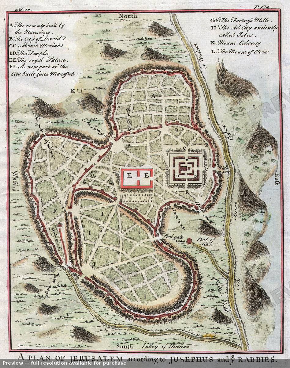 Antique map: Jerusalem, 1730, 1730