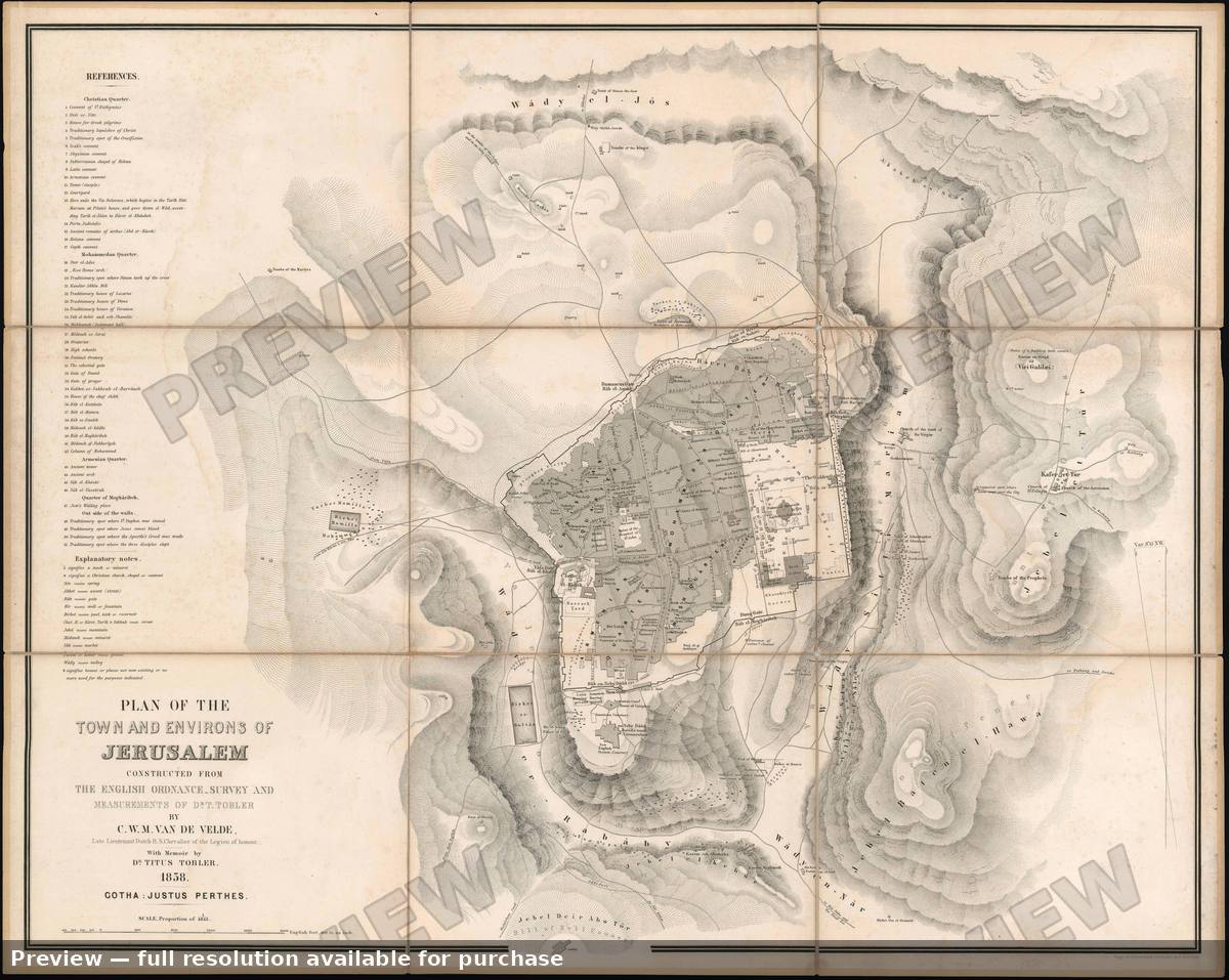 Antique map: Jerusalem, 1858
