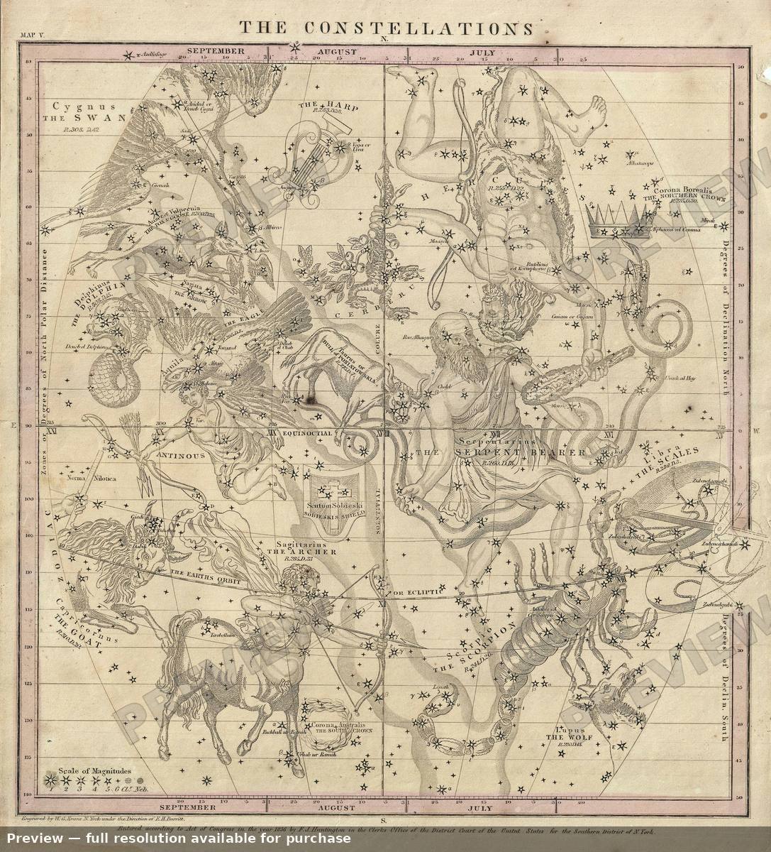 Antique map: Jul Aug Sep, 1856