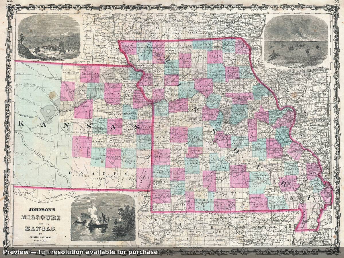 Antique map: KAMO, 1862, 1862