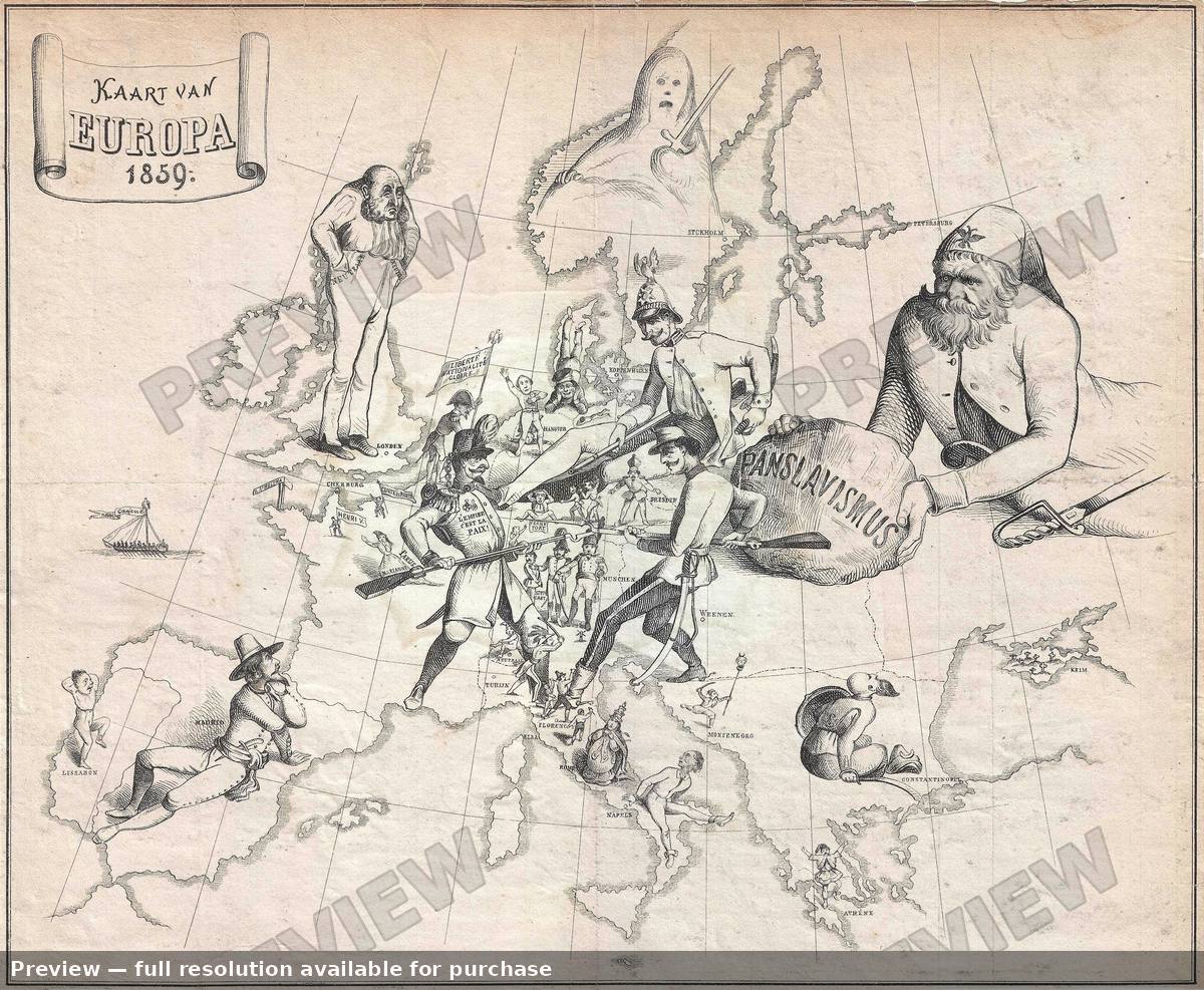 Antique map: Kaartvan Europa 1859, 1859, 1859