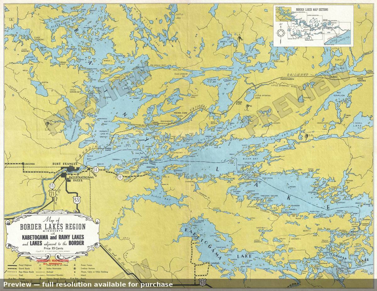 Antique map: Kabetogama Rainy, 1939, 1939