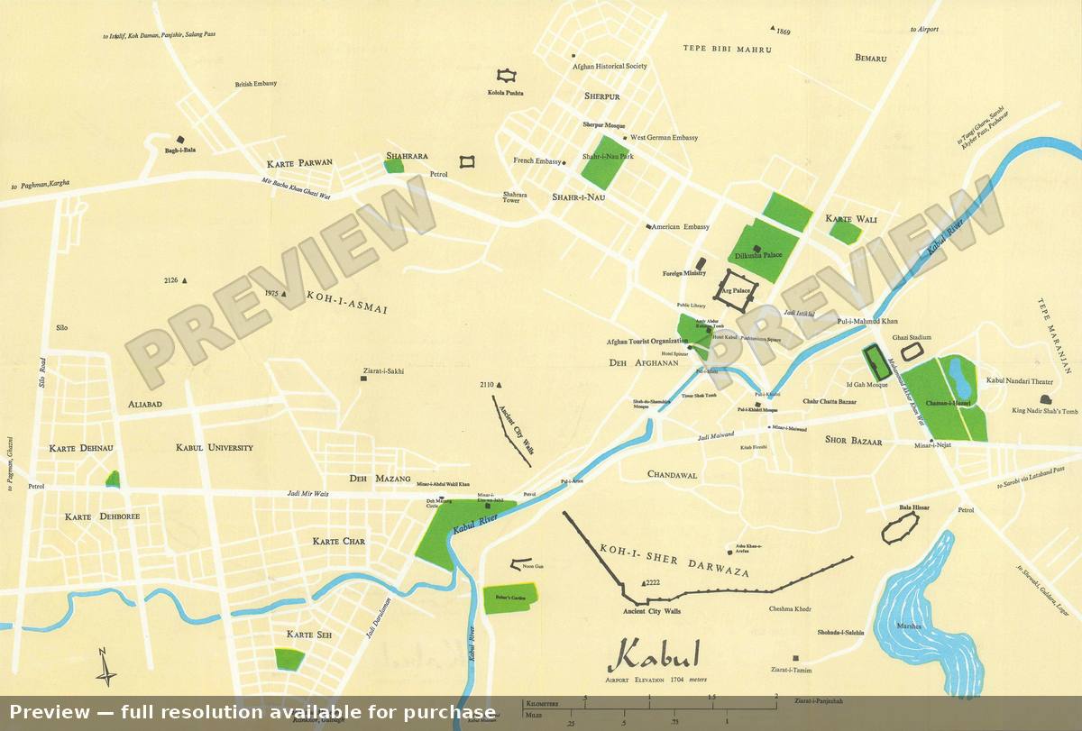 Antique map: Kabul, 1965, 1965