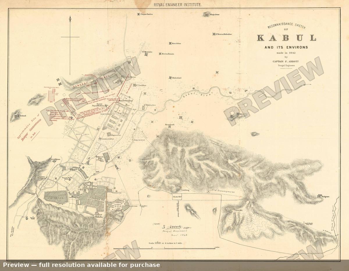 Antique map: Kabul, 1879