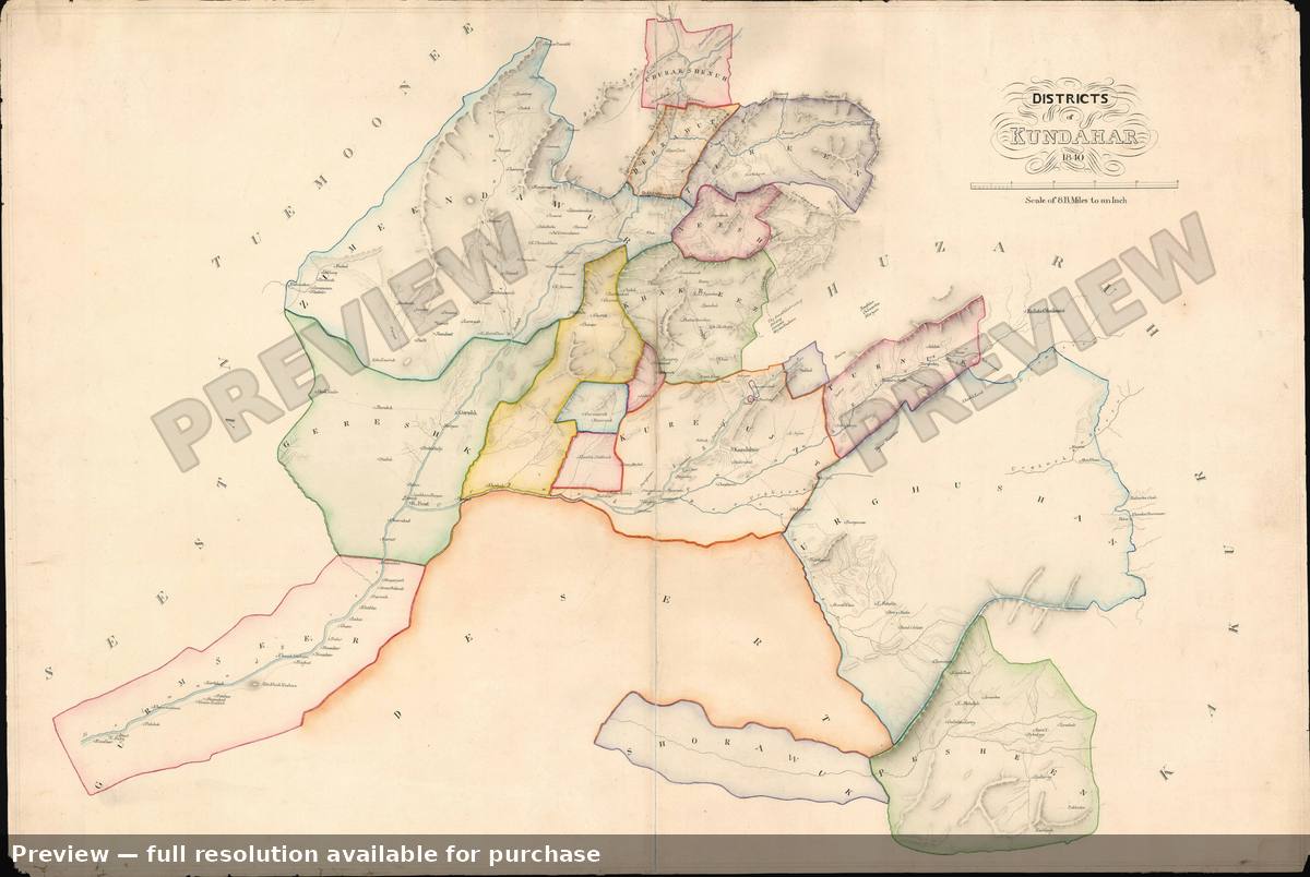 Antique map: Kandahar, 1840