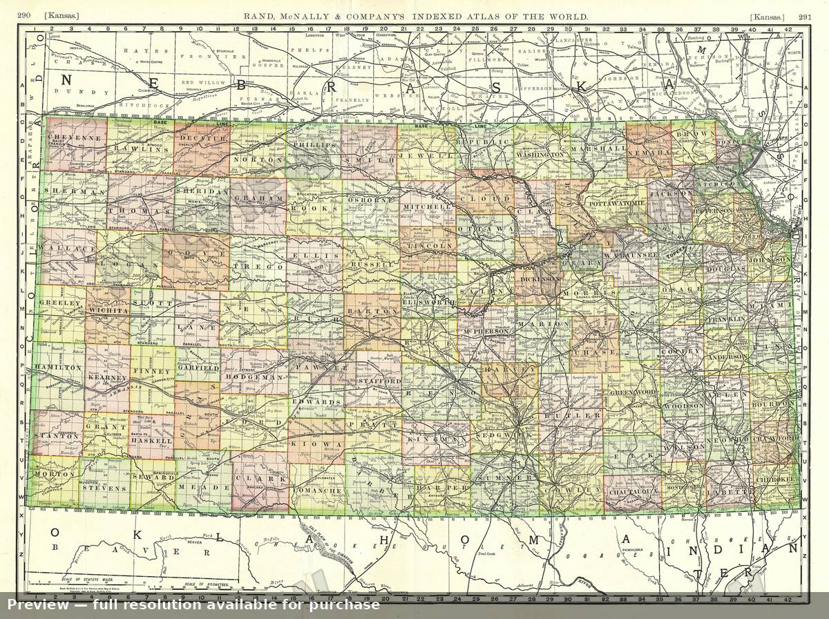 Antique map: Kansas, 1893, 1893