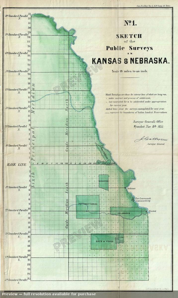 Antique map: Kansas Nebraska, 1855, 1855