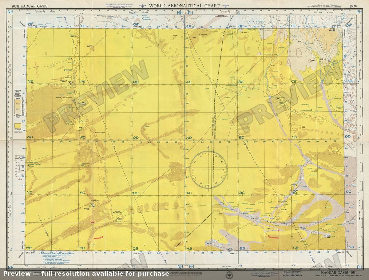Antique map: Kaouar Oasis, 1954, 1954
